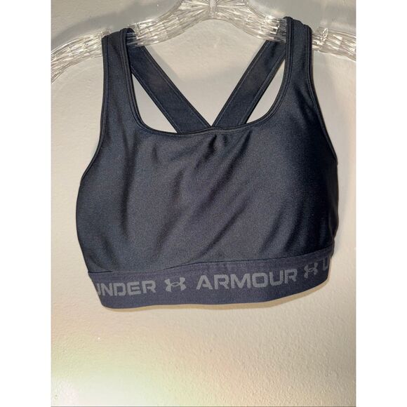 Under armour black compression sports bra name spell out medium - Picture 1 of 5